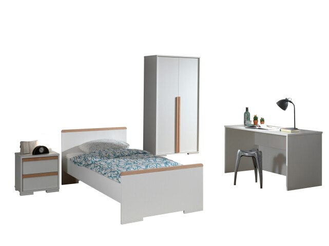 Jugendzimmer-Set >LONDON< in Weiß/Buche