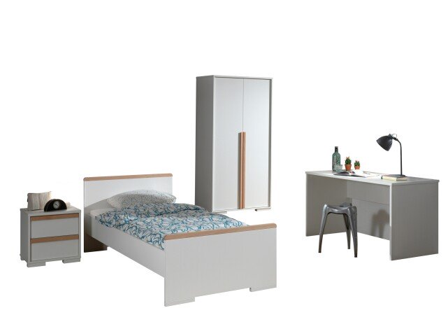 Jugendzimmer-Set >LONDON< in Weiß/Buche