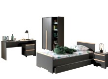Jugendzimmer-Set >LONDON< in Anthrazit/Buche
