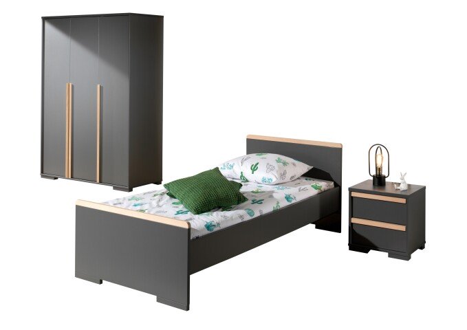 Jugendzimmer-Set >LONDON< in Anthrazit/Buche