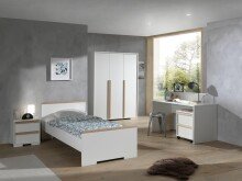 Jugendzimmer-Set >LONDON< in Weiß/Buche