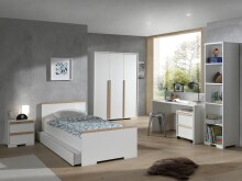 Jugendzimmer-Set >LONDON< in Weiß/Buche - 97x76,1x205cm (BxHxT)