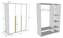 Jugendzimmer-Set >LONDON< in Weiß/Buche - 97x76,1x205cm (BxHxT)
