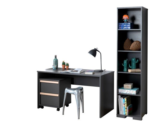 Jugendzimmer-Set >LONDON< in Anthrazit/Buche