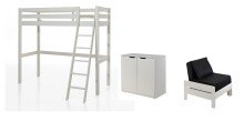 Hochbett >PINO< in Kiefer massiv weiß...