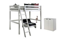 Hochbett >PINO< in Kiefer massiv weiß...