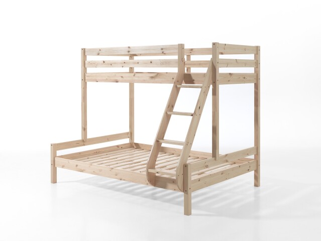 Etagenbett >PINO< in Kiefer massiv natur - 208x167x156 (BxHxT)