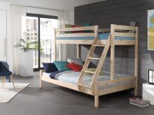 Etagenbett >PINO< in Kiefer massiv natur - 208x167x156 (BxHxT)