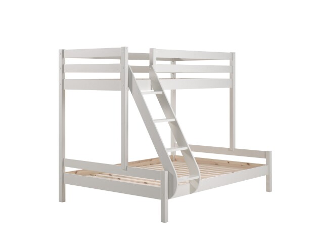 Etagenbett >PINO< in Kiefer massiv weiß lackiert - 208x167x156 (BxHxT)