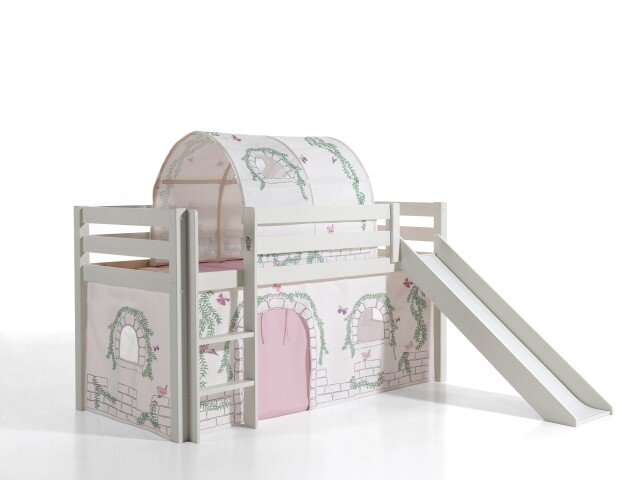 Spielbett >PINO< in Kiefer massiv weiß lackiert - 210x114x218 (BxHxT)