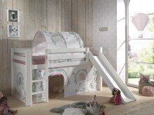 Spielbett >PINO< in Kiefer massiv weiß lackiert - 210x114x218 (BxHxT)