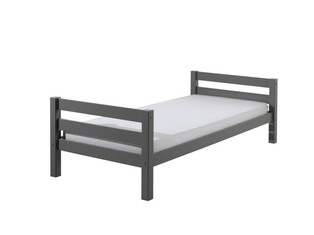 Einzelbett >PINO< in Kiefer massiv grau lackiert - 210x63x99 (BxHxT)