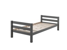 Einzelbett >PINO< in Kiefer massiv grau lackiert - 210x63x99 (BxHxT)