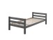Einzelbett >PINO< in Kiefer massiv grau lackiert - 210x63x99 (BxHxT)