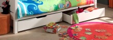 Bettschubkasten >PINO< in Kiefer weiß lackiert - 97,5x20,5x88,5 (BxHxT)