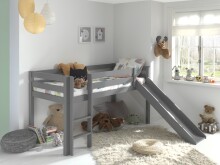 Spielbett >PINO< in Kiefer massiv grau lackiert - 210x114x218 (BxHxT)