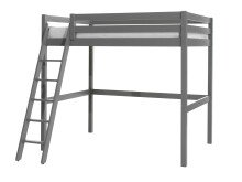 Hochbett >PINO< in Kiefer massiv grau lackiert -...