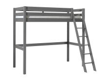 Hochbett >PINO< in Kiefer massiv grau lackiert -...