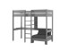 Hochbett >PINO< in Kiefer massiv grau lackiert - 208x175 (BxH)