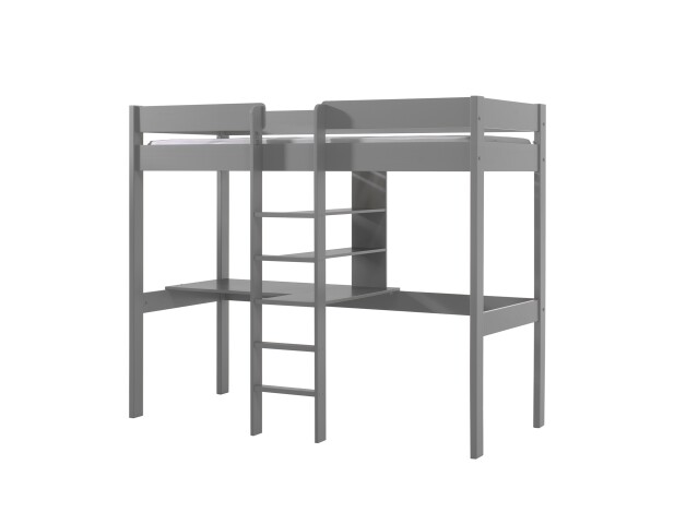 Hochbett >PINO< in Kiefer massiv grau lackiert - 208x175x105 (BxHxT)