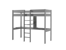 Hochbett >PINO< in Kiefer massiv grau lackiert - 208x175x105 (BxHxT)