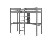 Hochbett >PINO< in Kiefer massiv grau lackiert -...
