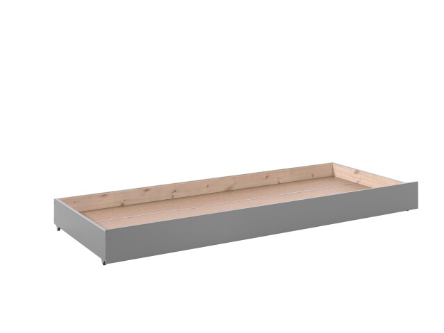 Bettschubkasten >PINO< in Kiefer massiv grau lackiert - 196x19x94 (BxHxT)