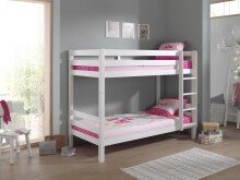 Etagenbett >PINO< in Kiefer massiv weiß lackiert - 210x161x105 (BxHxT)