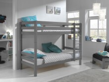 Etagenbett >PINO< in Kiefer massiv grau lackiert - 210x161x105 (BxHxT)
