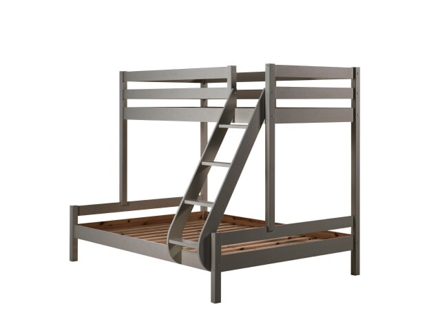 Etagenbett >PINO< in Kiefer massiv grau lackiert - 208x167x156 (BxHxT)