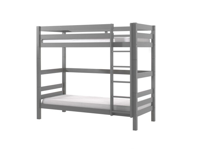 Etagenbett >PINO< in Kiefer massiv grau lackiert - 210x182x105 (BxHxT)
