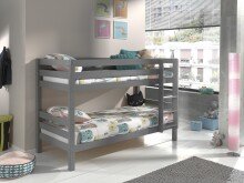 Etagenbett >PINO< in Kiefer massiv grau lackiert - 210x140x105 (BxHxT)