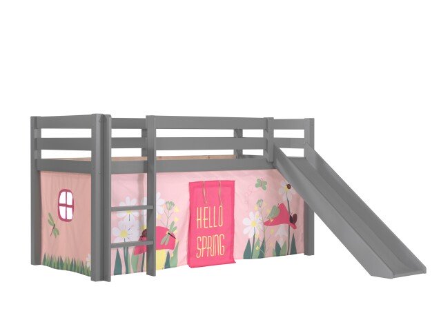 Spielbett >PINO< in Kiefer massiv grau lackiert - 210x114x218 (BxHxT)