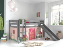 Spielbett >PINO< in Kiefer massiv grau lackiert - 210x114x218 (BxHxT)
