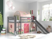 Spielbett >PINO< in Kiefer massiv grau lackiert - 210x114x218 (BxHxT)
