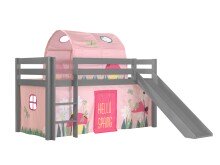 Spielbett >PINO< in Kiefer massiv grau lackiert -...
