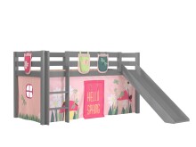 Spielbett >PINO< in Kiefer massiv grau lackiert -...