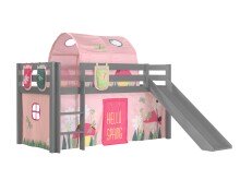 Spielbett >PINO< in Kiefer massiv grau lackiert -...