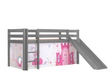 Spielbett >PINO< in Kiefer massiv grau lackiert -...