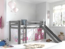 Spielbett >PINO< in Kiefer massiv grau lackiert - 210x114x218 (BxHxT)
