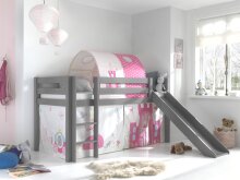 Spielbett >PINO< in Kiefer massiv grau lackiert - 210x114x218 (BxHxT)