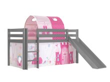 Spielbett >PINO< in Kiefer massiv grau lackiert -...