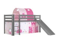 Spielbett >PINO< in Kiefer massiv grau lackiert -...