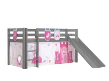 Spielbett >PINO< in Kiefer massiv grau lackiert -...