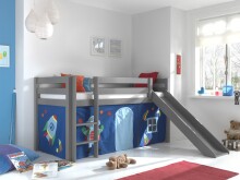 Spielbett >PINO< in Kiefer massiv grau lackiert - 210x114x218 (BxHxT)