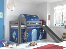 Spielbett >PINO< in Kiefer massiv grau lackiert - 210x114x218 (BxHxT)