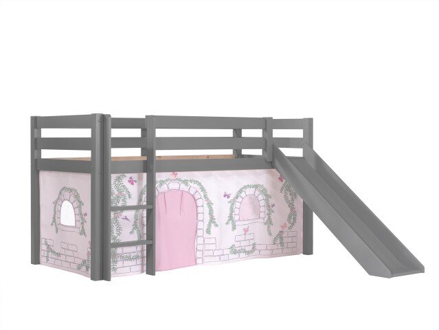 Spielbett >PINO< in Kiefer massiv grau lackiert - 210x114x218 (BxHxT)
