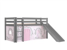 Spielbett >PINO< in Kiefer massiv grau lackiert -...