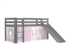 Spielbett >PINO< in Kiefer massiv grau lackiert -...