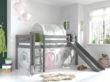 Spielbett >PINO< in Kiefer massiv grau lackiert - 210x114x218 (BxHxT)